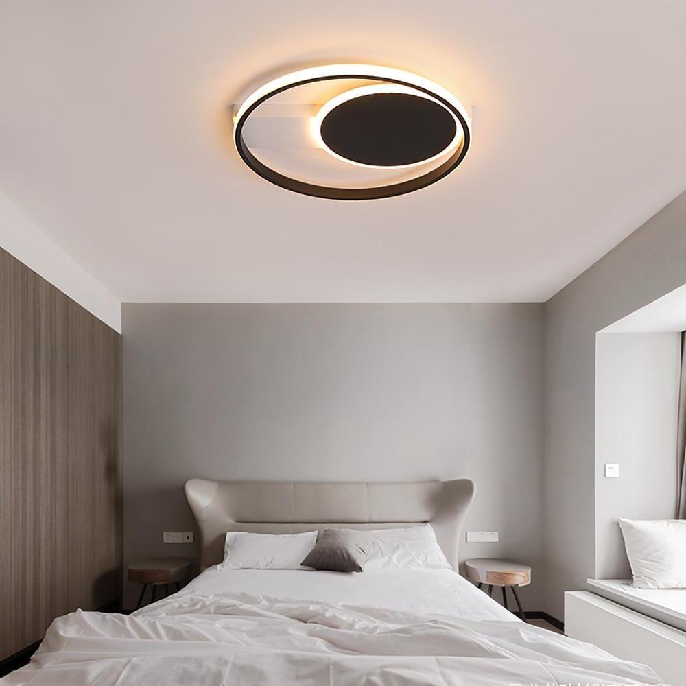 Modern Dual Circle LED Flush Mount Ceiling Light for Bedroom and Living Room 16 Inch 30W