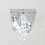 Modern Circular Crystal Flush Mount LED Ceiling Light with Electroplated Metal Finish