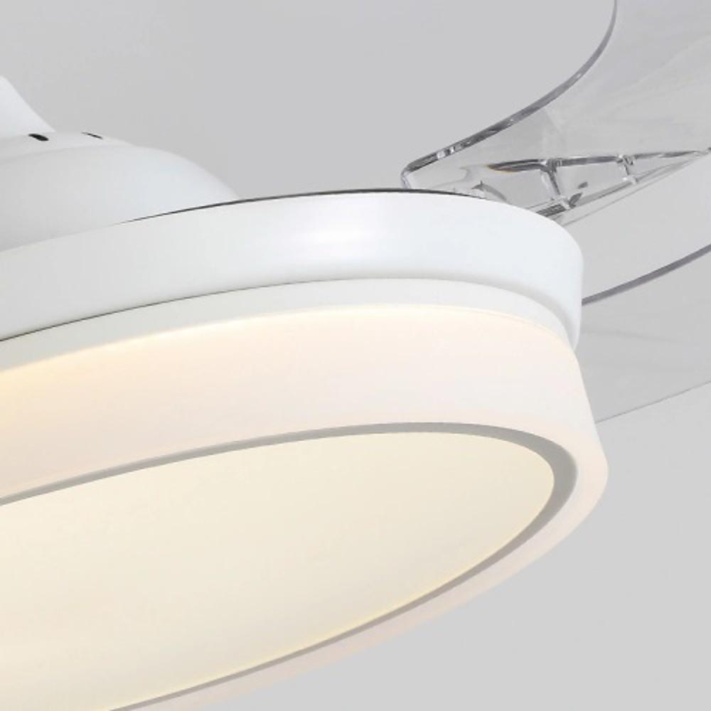 Modern White Retractable Ceiling Fan with LED Light and 4 Invisible Blades