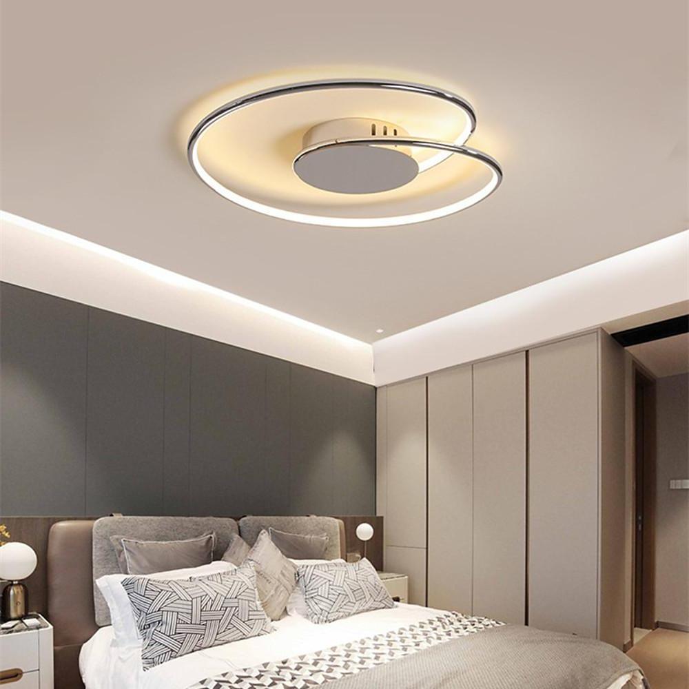 Modern Double Circular LED Flush Mount Ceiling Light for Bedroom and Kitchen