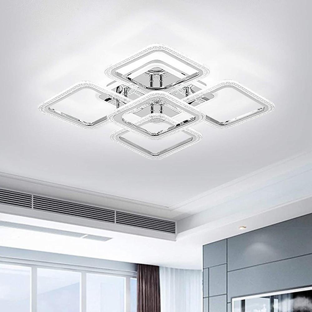 Modern Geometric LED Flush Mount Ceiling Lamp 5 Square Acrylic Light Fixture for Living Room