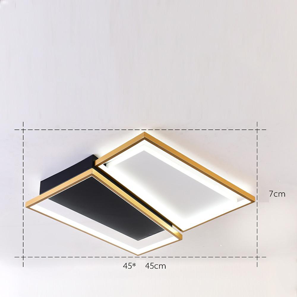 Modern Geometric LED Flush Mount Ceiling Light Black and Gold Multi Ring Fixture
