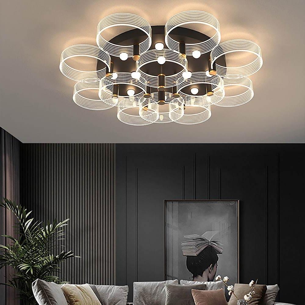 Modern Geometric Circles LED Flush Mount Ceiling Light for Contemporary Living Room