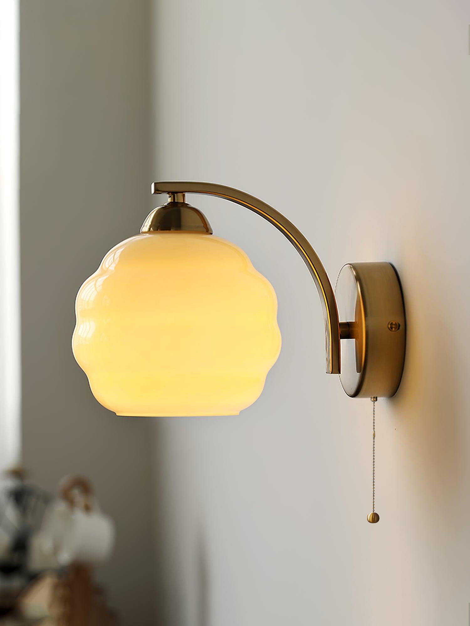 Gatsby Art Deco Style Wall Sconce with White Glass Shade and Metal Finish