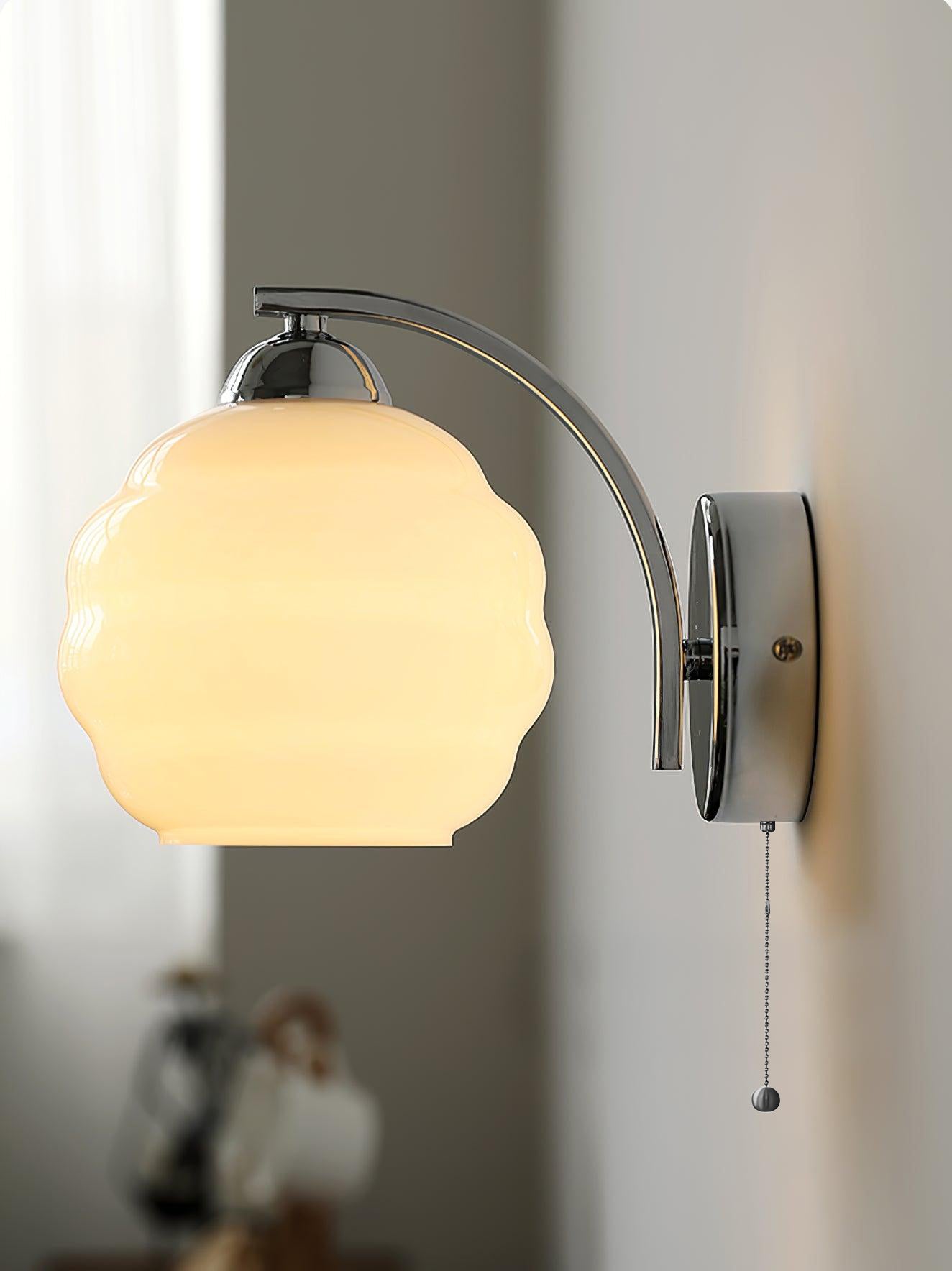 Gatsby Art Deco Style Wall Sconce with White Glass Shade and Metal Finish