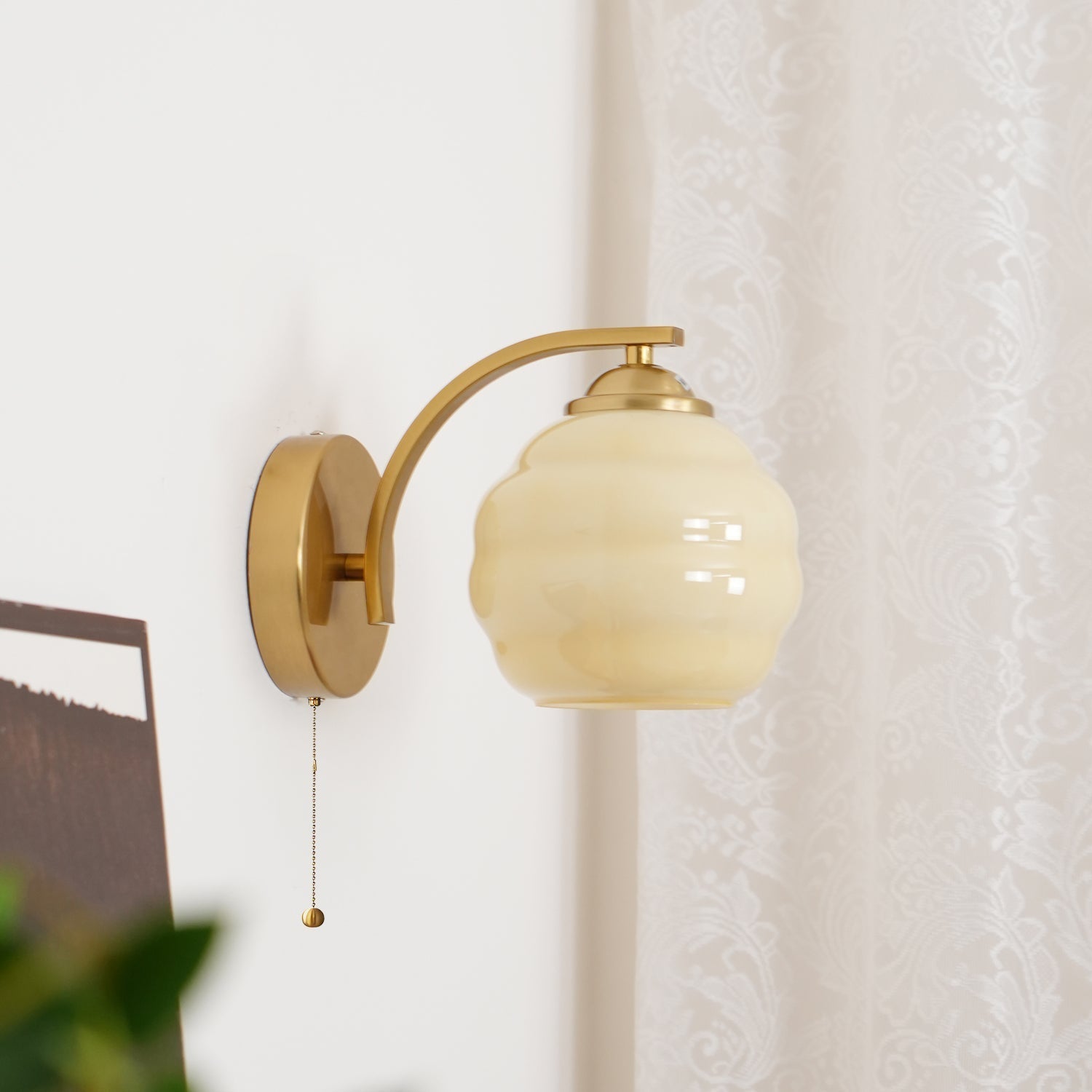 Gatsby Art Deco Style Wall Sconce with White Glass Shade and Metal Finish