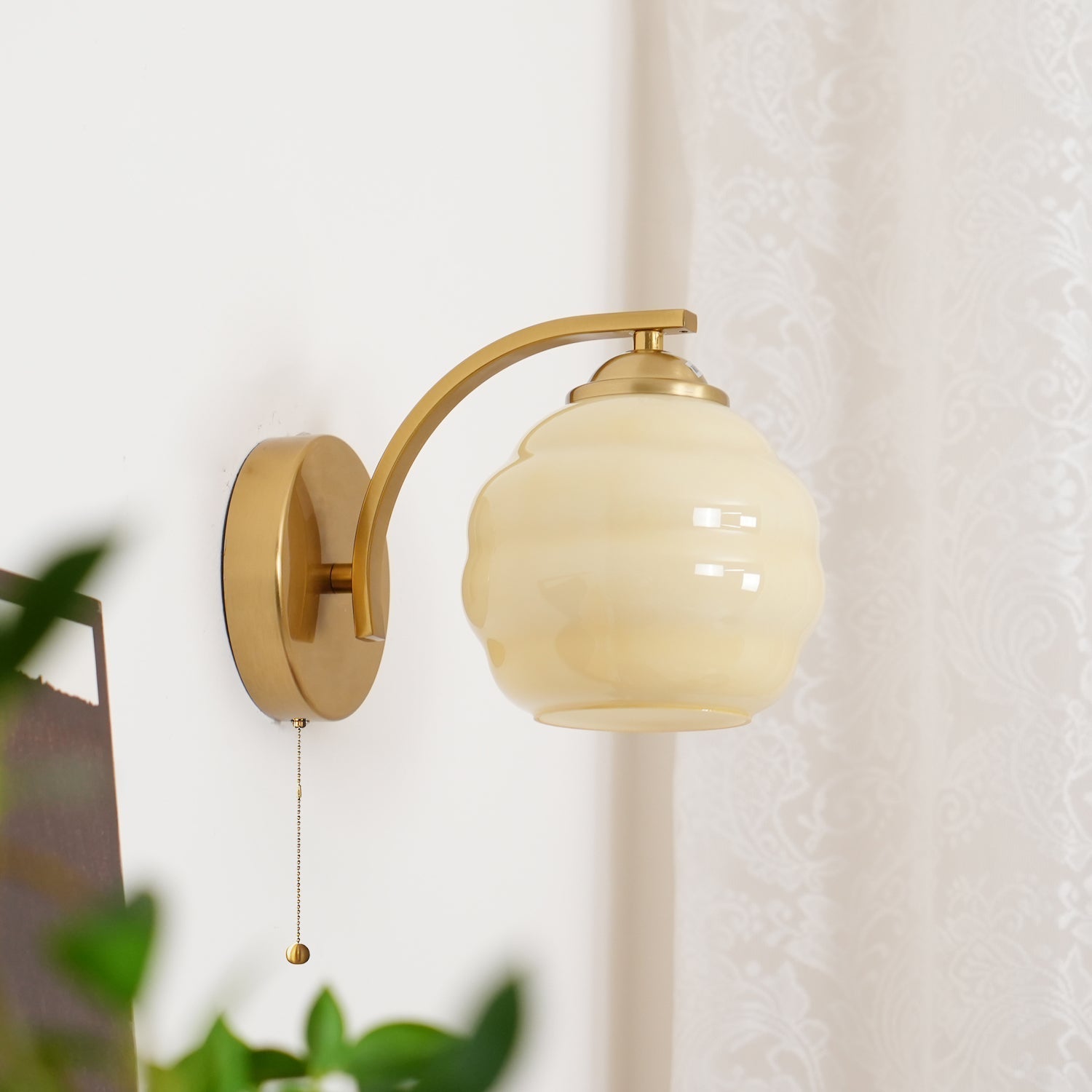 Gatsby Art Deco Style Wall Sconce with White Glass Shade and Metal Finish