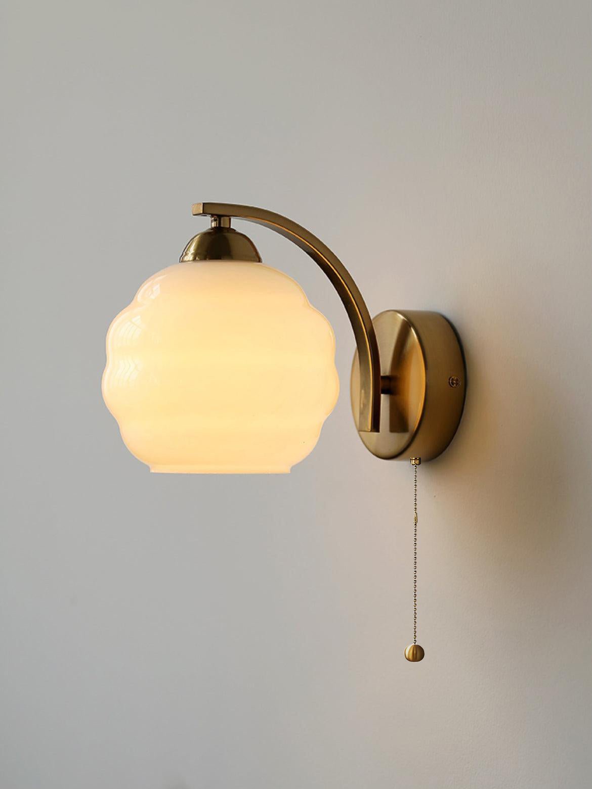 Gatsby Art Deco Style Wall Sconce with White Glass Shade and Metal Finish