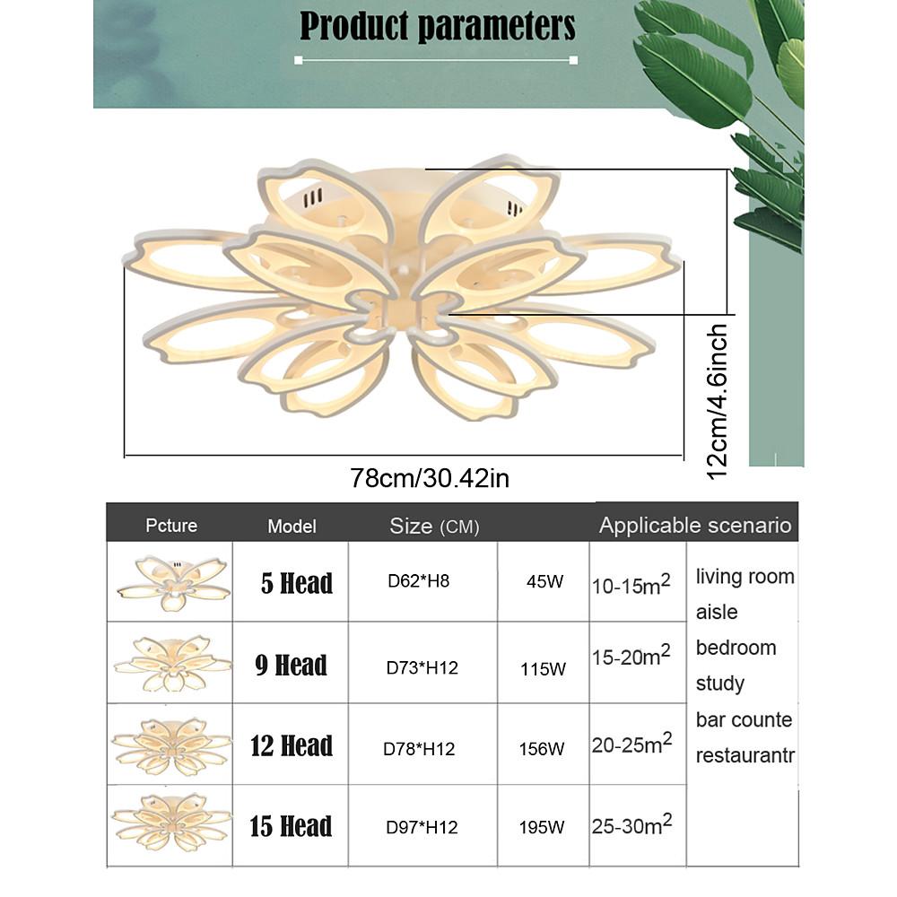Modern Flower Petal LED Flush Mount Ceiling Light Dimmable White Petal Design Fixture