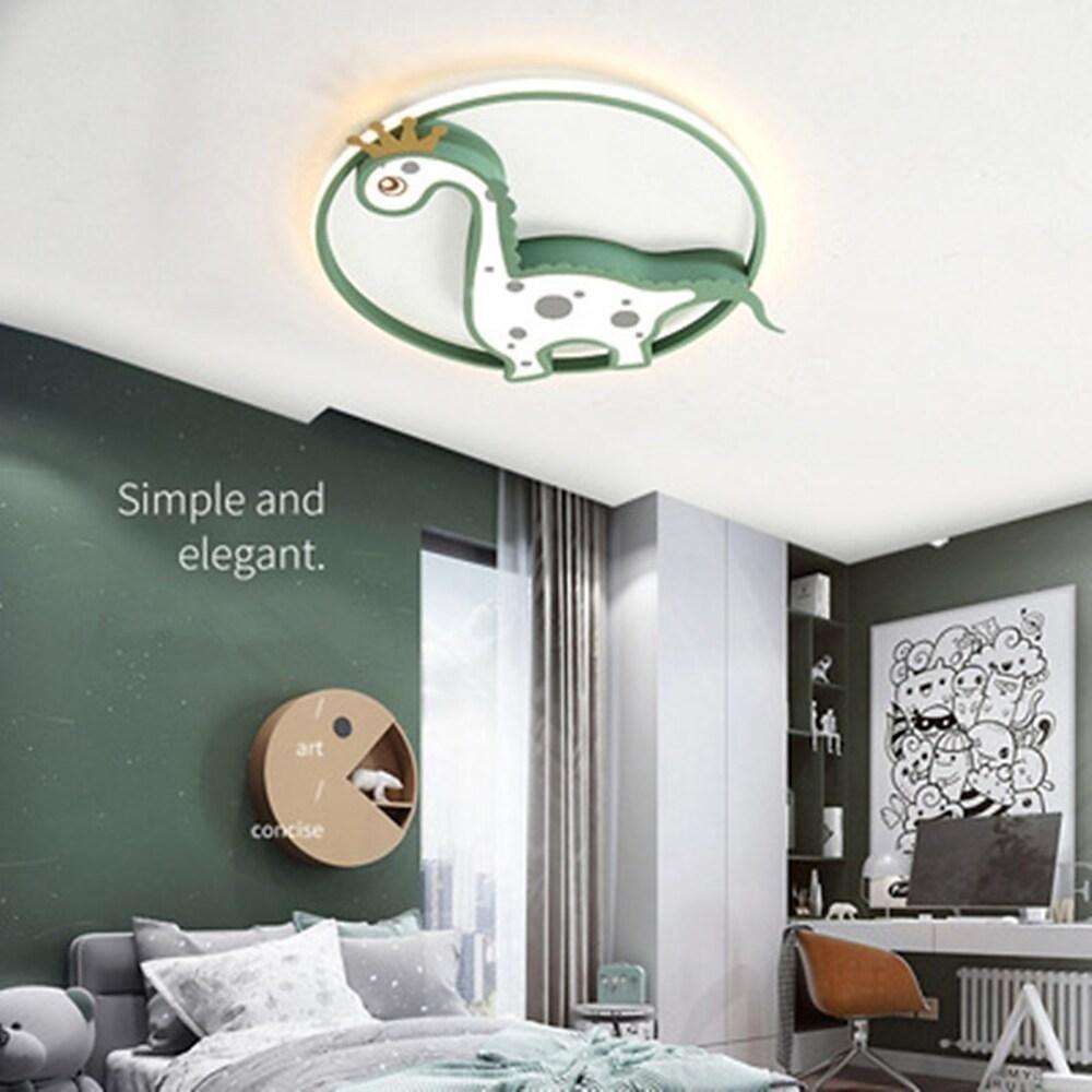Cartoon Dinosaur Round LED Flush Mount Ceiling Light for Kids Room and Playroom Decor