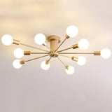 Modern 10 Light Metal Flush Mount Ceiling Fixture for Industrial Kitchen and Large Living Spaces
