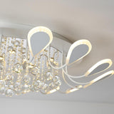 Modern Flower Crystal LED Flush Mount Ceiling Light Dimmable Chandelier for Living Room