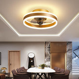 Modern 16 Inch Flush Mount Ceiling Fan with Dimmable LED Lighting
