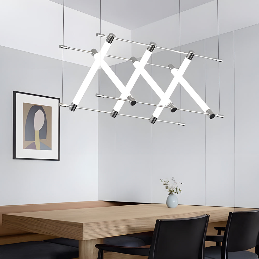 Geometric Acrylic Tube LED Linear Island Chandelier for Modern Dining Room and Bar