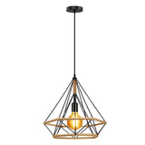 Geometric Black Iron Cage Pendant Lighting Retro Industrial Lantern Chandelier for Modern Home