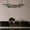 Geometric Black Metal LED Chandelier Modern Irregular Linear Pendant for Dining Room