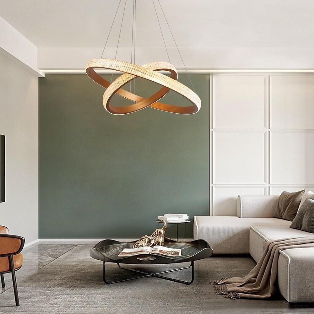 Geometric Circular LED Chandelier Modern Aluminum Dining Room Kitchen Island Hanging Ceiling Light