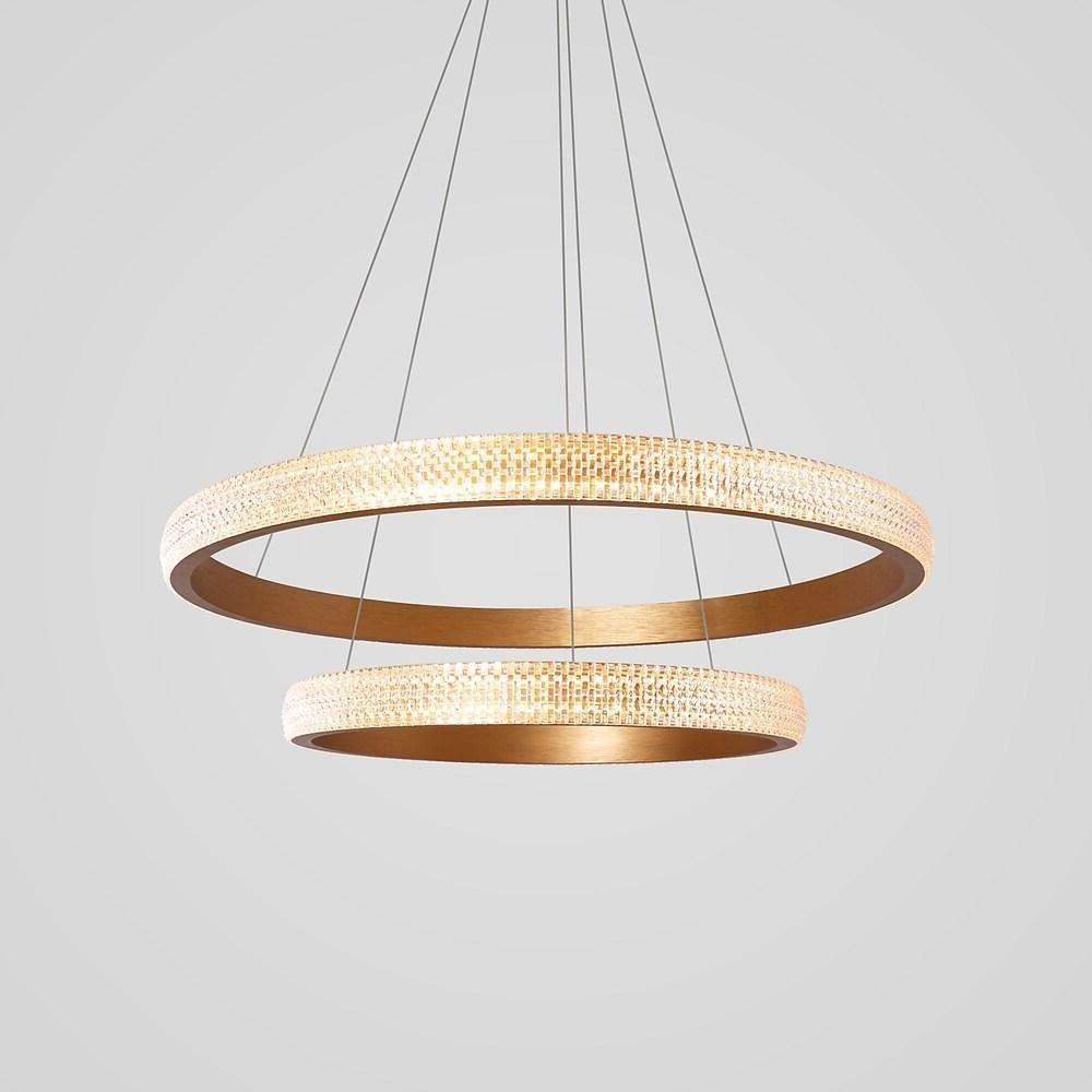 Geometric Circular LED Chandelier Modern Aluminum Dining Room Kitchen Island Hanging Ceiling Light