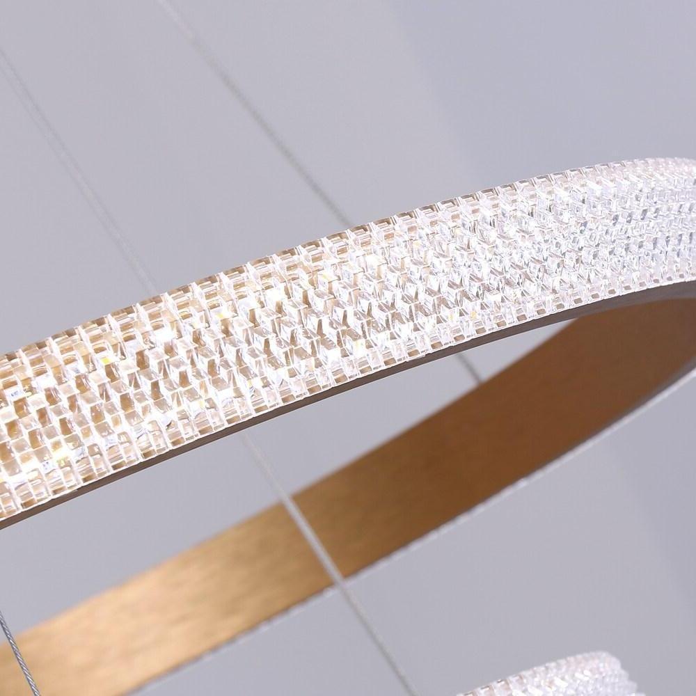 Geometric Circular LED Chandelier Modern Aluminum Dining Room Kitchen Island Hanging Ceiling Light