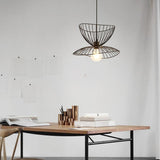 Geometric Double Wire Basket Pendant Light Industrial Vintage Metal Hanging Ceiling Lamp