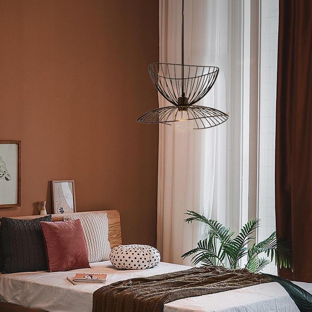 Geometric Double Wire Basket Pendant Light Industrial Vintage Metal Hanging Ceiling Lamp