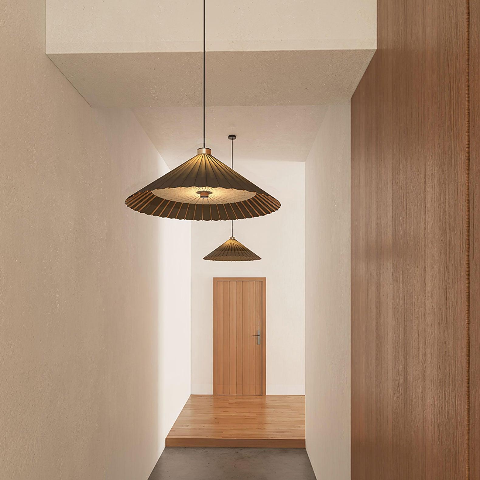 Geometric Fabric Umbrella Pendant Light Modern Beige Parasol Hanging Lamp