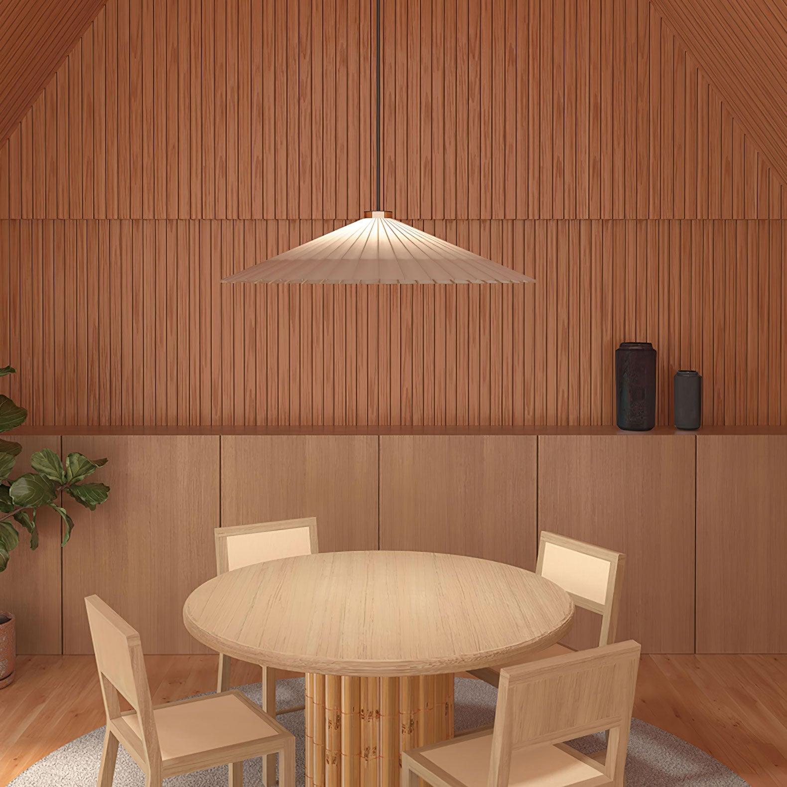 Geometric Fabric Umbrella Pendant Light Modern Beige Parasol Hanging Lamp