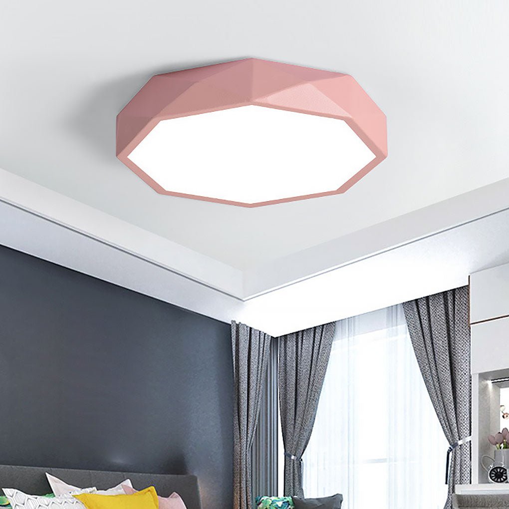 Contemporary Geometric LED Flush Mount Ceiling Light with Remote Control 16 Inch