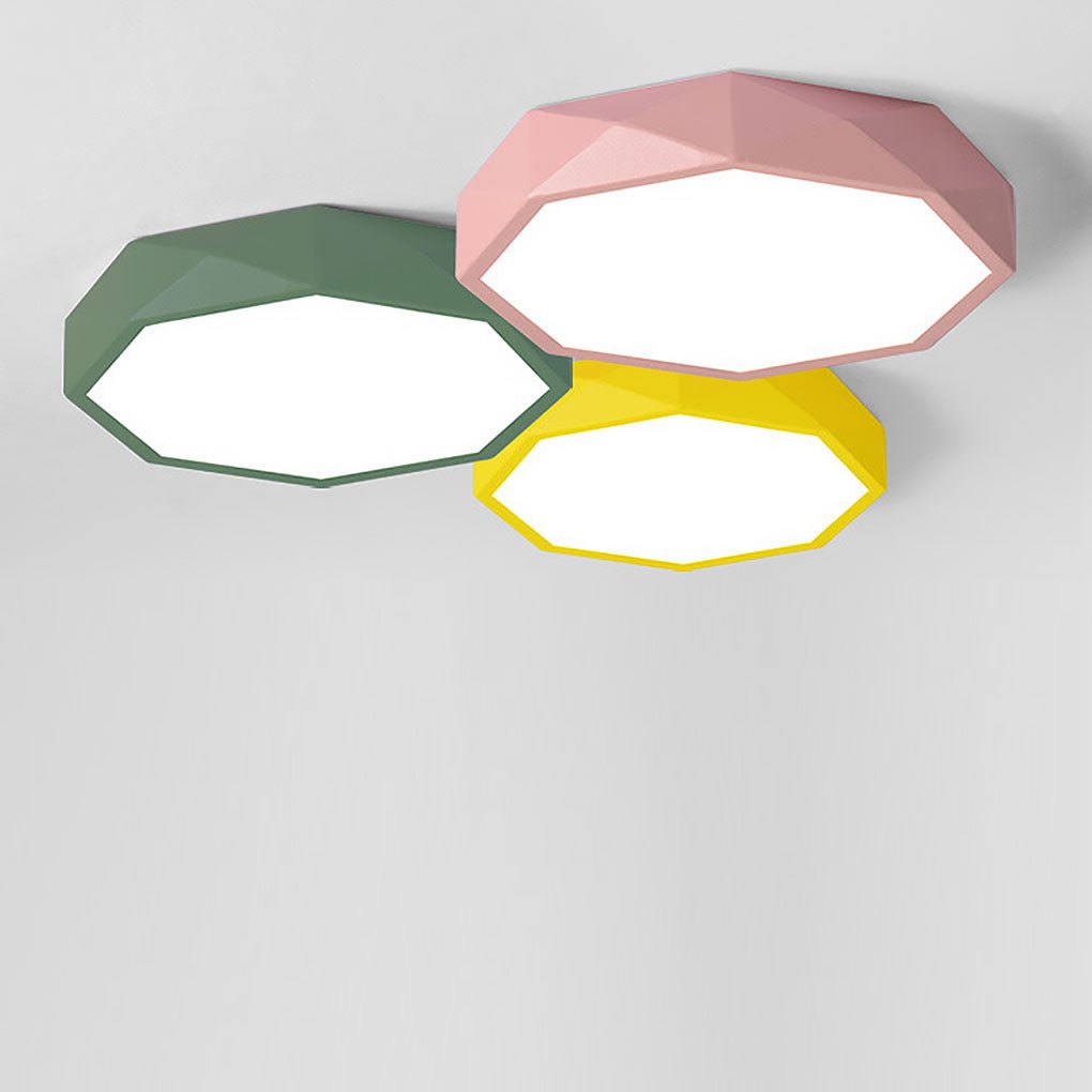 Contemporary Geometric LED Flush Mount Ceiling Light with Remote Control 16 Inch
