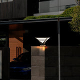 Geometric Gray Aluminum LED Outdoor Post Light Waterproof Modern Pyramid Pillar Lamp