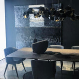 Geometric Hollow Polygon Pendant Light Black Modular Metal Chandelier for Dining Room