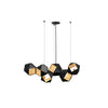 Geometric Hollow Polygon Pendant Light Black Modular Metal Chandelier for Dining Room