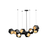 Geometric Hollow Polygon Pendant Light Black Modular Metal Chandelier for Dining Room