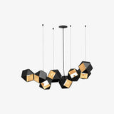 Geometric Hollow Polygon Pendant Light Black Modular Metal Chandelier for Dining Room