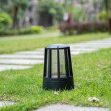 Geometric Round Black Outdoor Post Light Waterproof LED Landscape Pillar Lamp for Patios