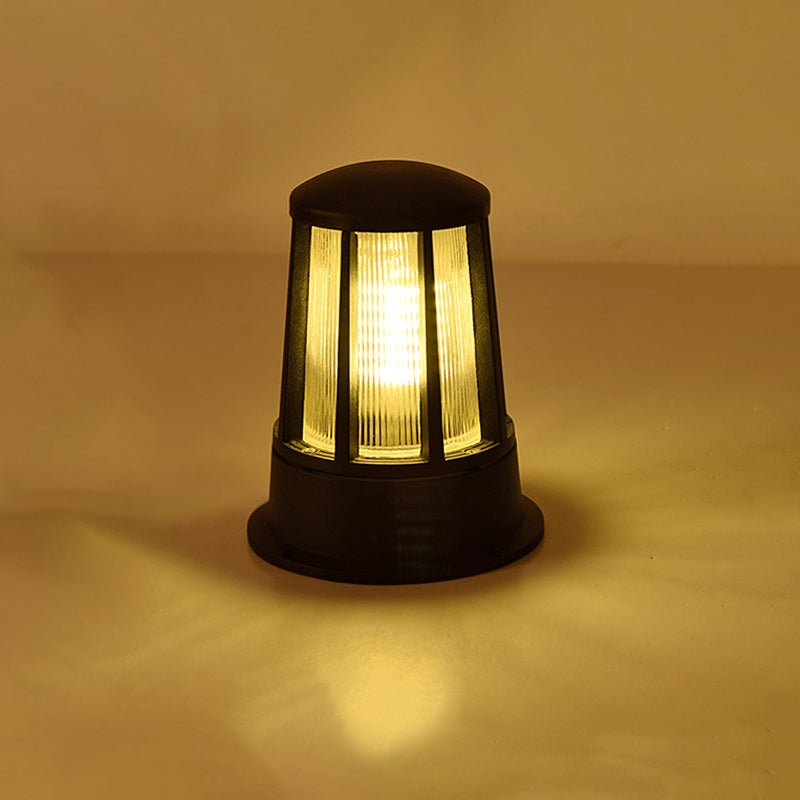 Geometric Round Black Outdoor Post Light Waterproof LED Landscape Pillar Lamp for Patios