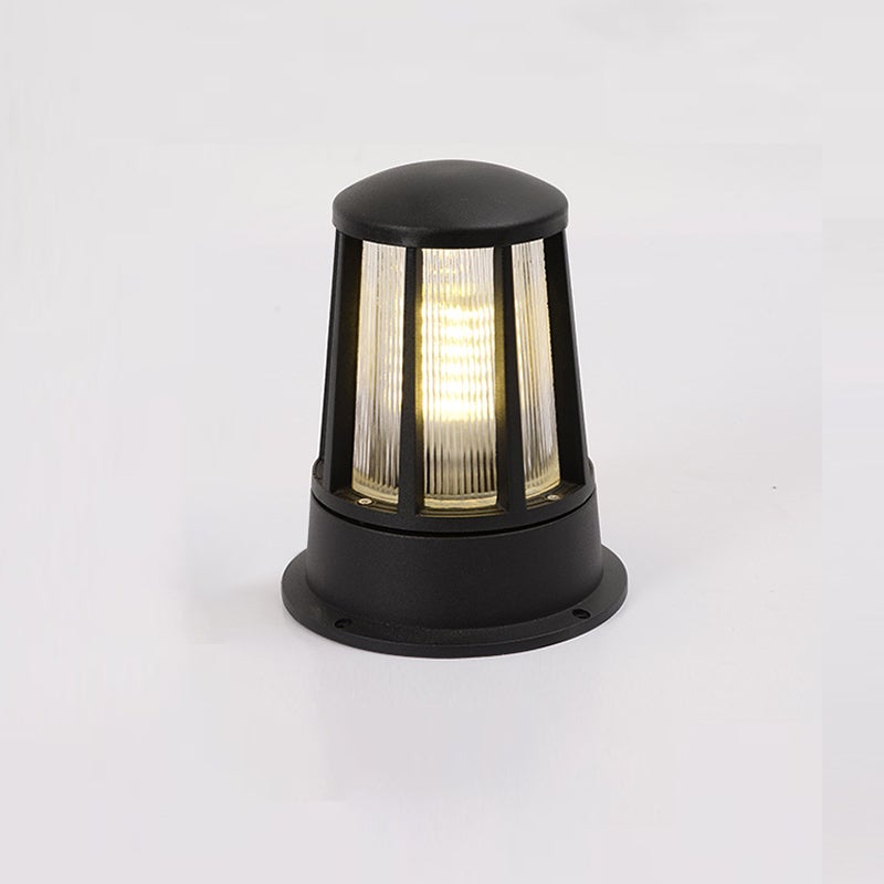 Geometric Round Black Outdoor Post Light Waterproof LED Landscape Pillar Lamp for Patios