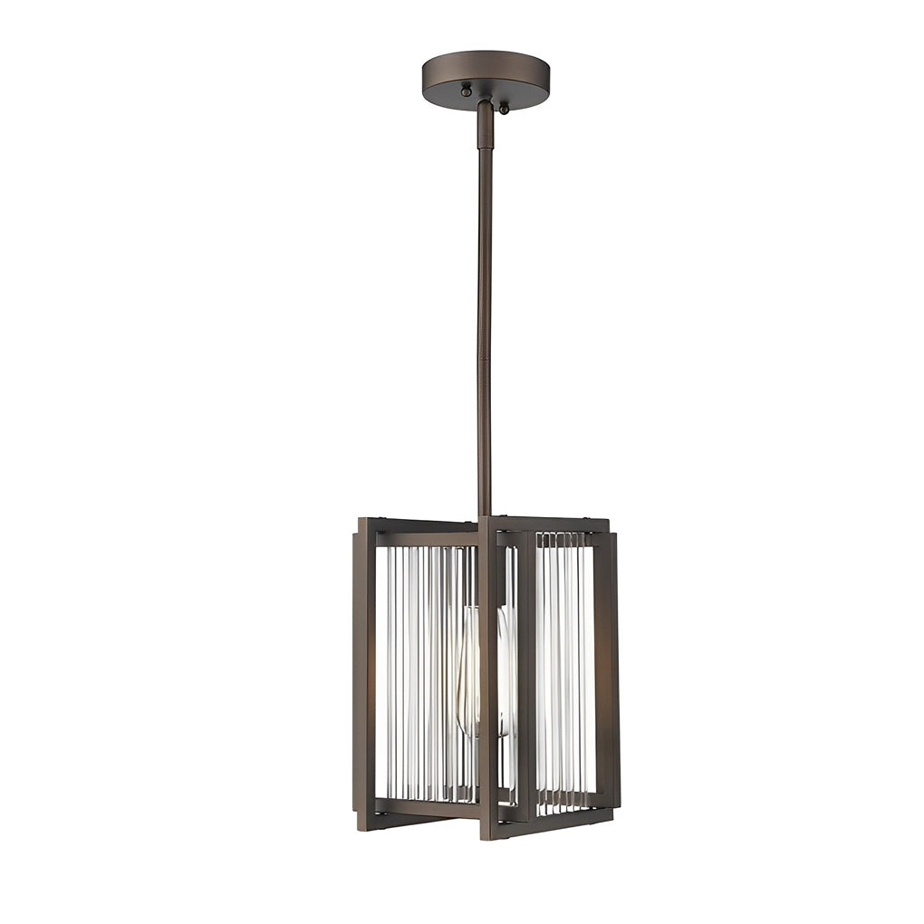 Geometric Square Black Iron Frame Retro Industrial Chandelier for Dining Room Lighting
