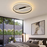 Modern Circle LED Flush Mount Ceiling Light Contemporary Metal 18 Inch Low Profile Fixture