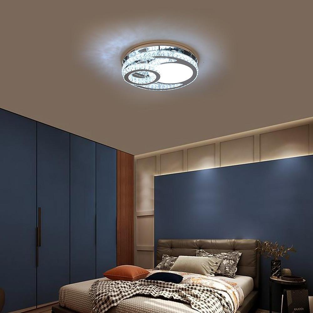Modern Crystal LED Ceiling Light Overlapping Circles Stainless Steel Flush Mount Lighting