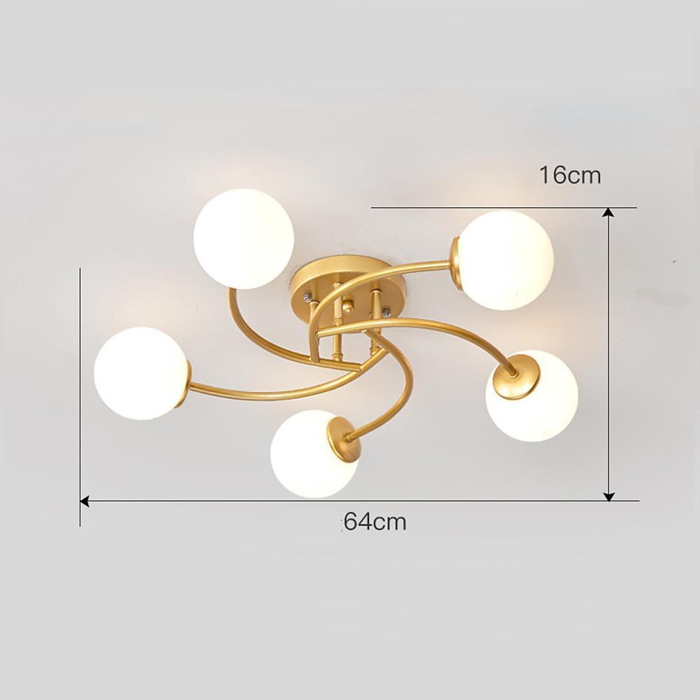 Modern Swirled Metal Flush Mount Light with Elegant Glass Globes for Ambient Bedroom Lighting