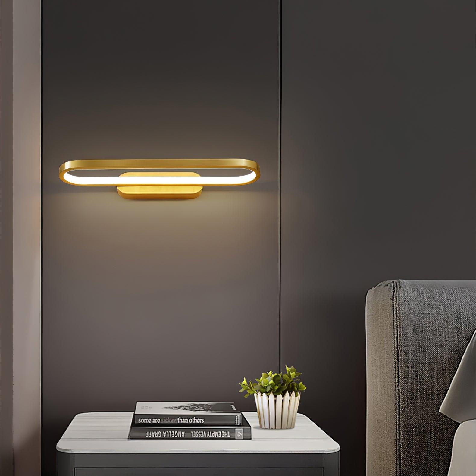 Gianni Minimalist Oval LED Wall Sconce Brass Vanity Light with Adjustable Color Temperature