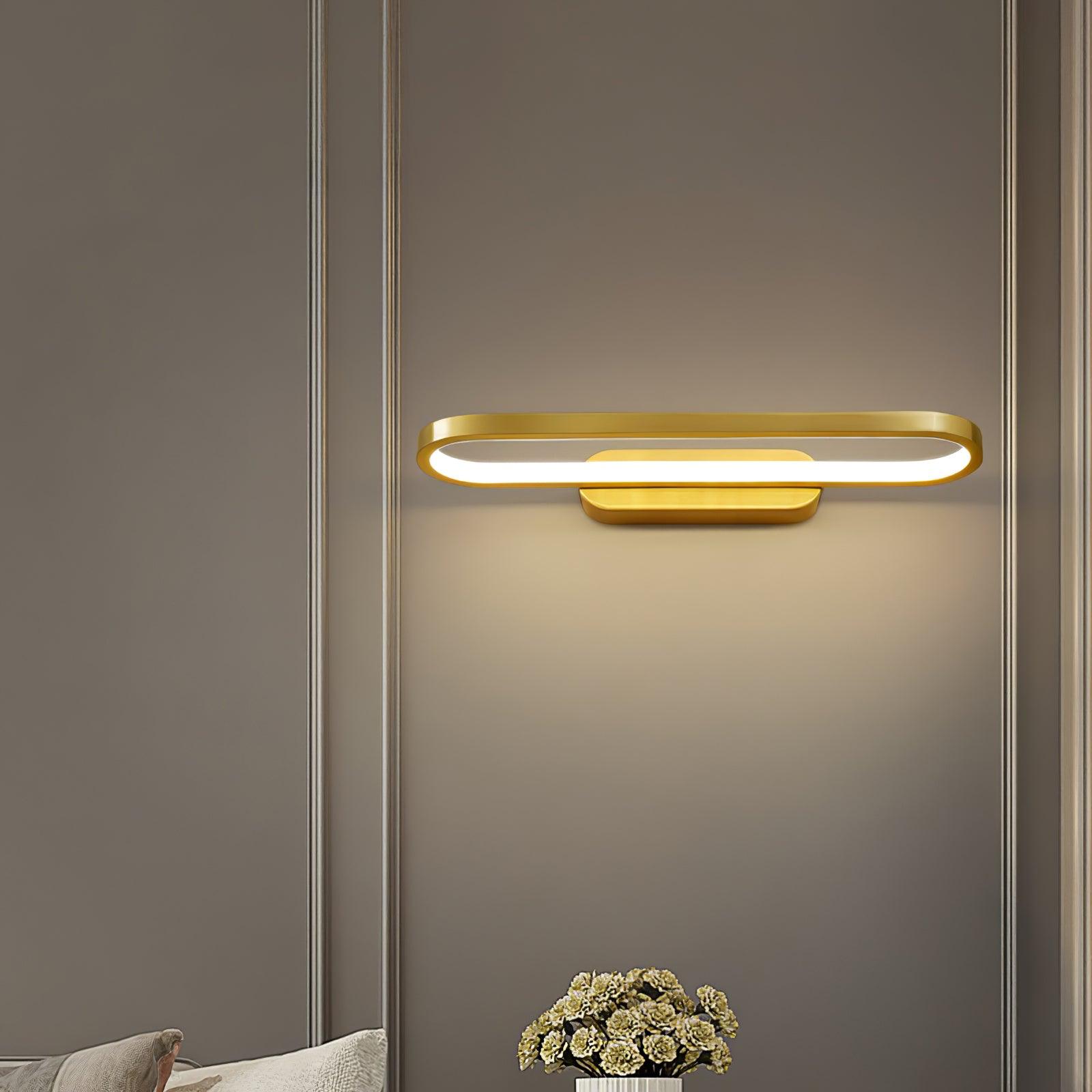 Gianni Minimalist Oval LED Wall Sconce Brass Vanity Light with Adjustable Color Temperature