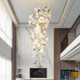 Gingko Leaf Porcelain Crown Chandelier Elegant Ceramic Pendant Light for Luxury Interiors