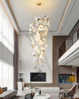 Gingko Leaf Porcelain Crown Chandelier Elegant Ceramic Pendant Light for Luxury Interiors