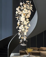Gingko Leaf Porcelain Crown Chandelier Elegant Ceramic Pendant Light for Luxury Interiors
