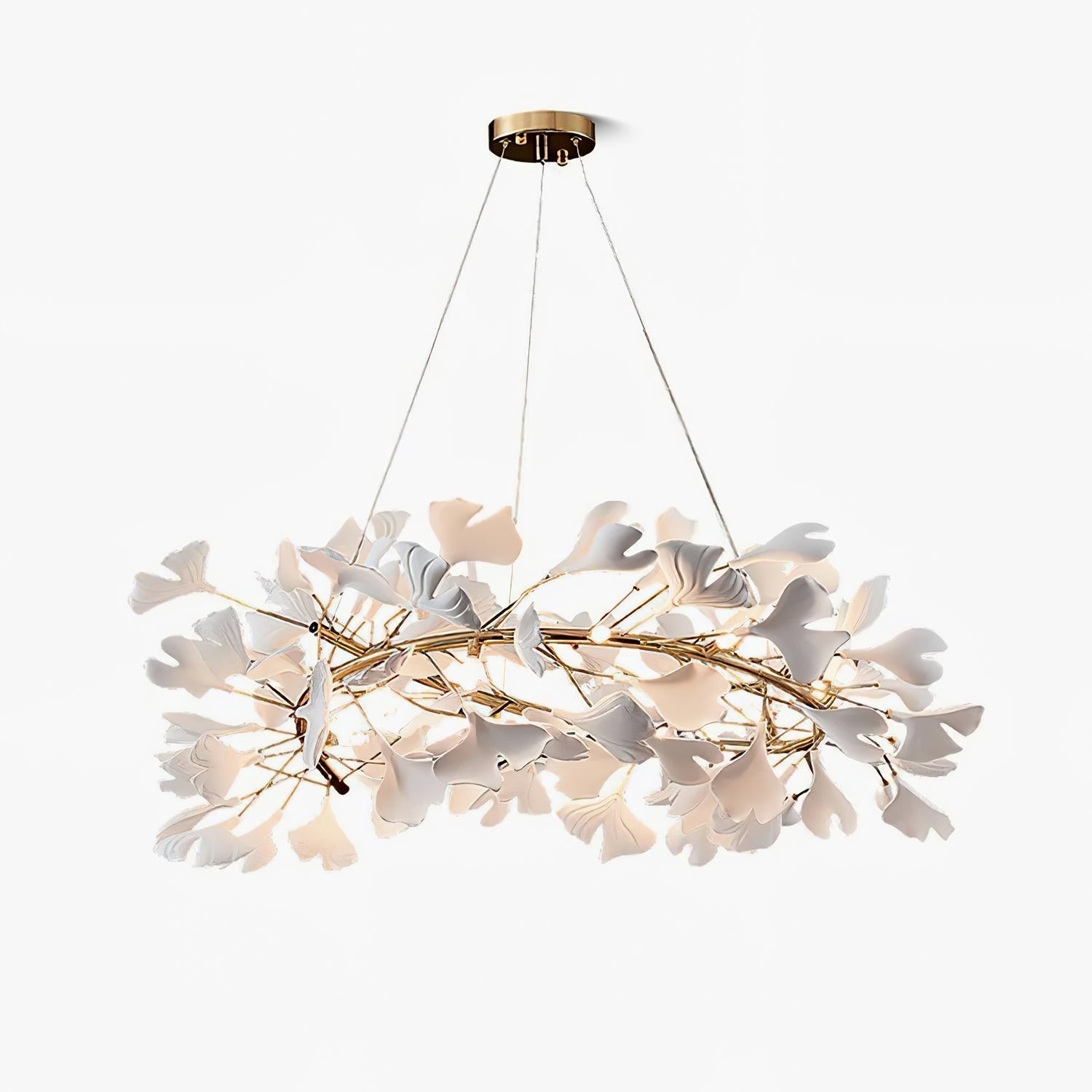 Ginkgo Ceramic Leaf Flush Mount Chandelier Elegant Modern Ceiling Light Fixture