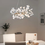 Ginkgo Ceramic Leaf Flush Mount Chandelier Elegant Modern Ceiling Light Fixture