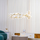 Ginkgo Ceramic Leaf Flush Mount Chandelier Elegant Modern Ceiling Light Fixture