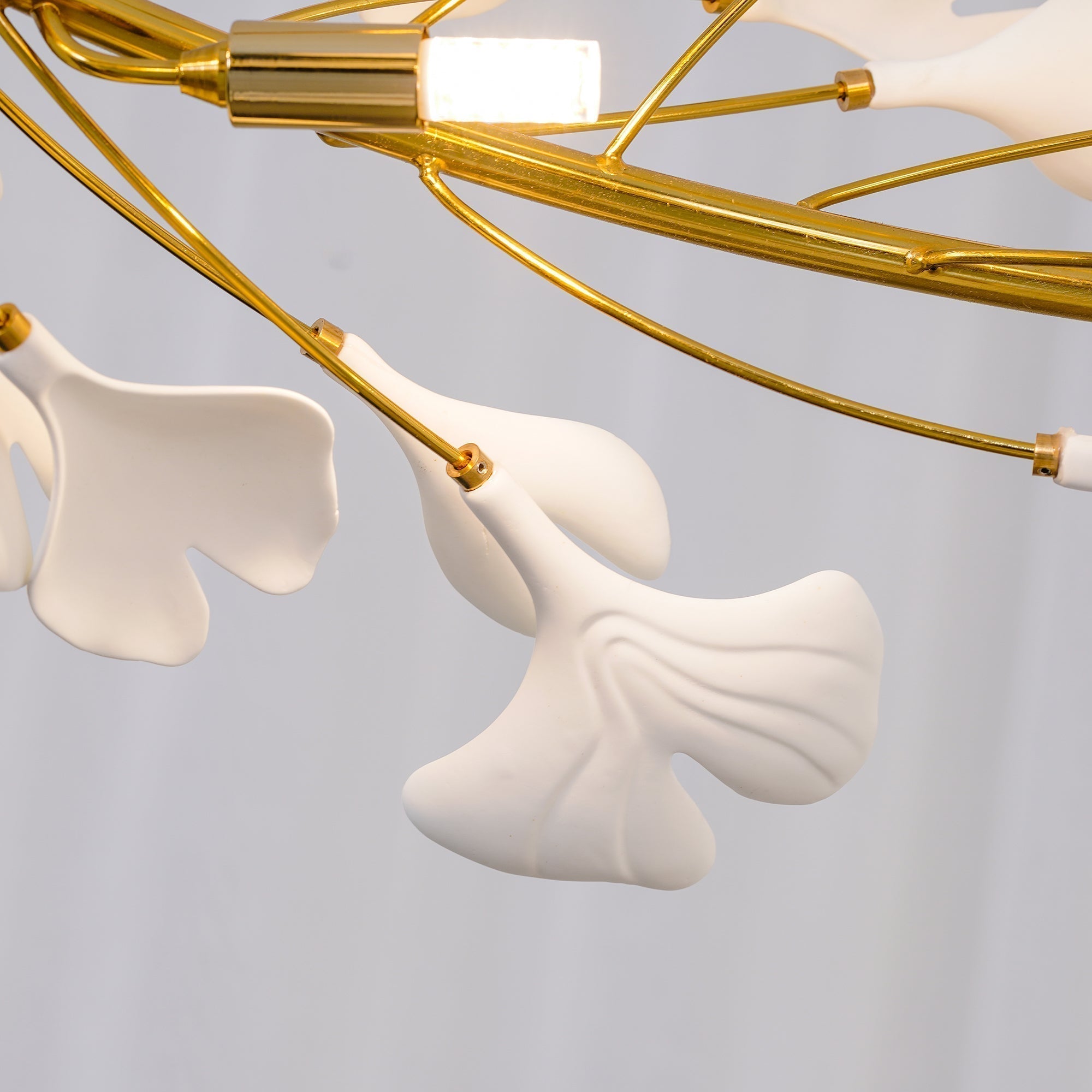 Ginkgo Ceramic Leaf Flush Mount Chandelier Elegant Modern Ceiling Light Fixture